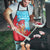 Azerbaijan Christmas Apron with Santa Riding Horse Red Flame Motif and Blue Islamic Pattern Design - Wonder Print Shop