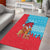 Azerbaijan Christmas Area Rug with Santa Riding Horse Red Flame Motif and Blue Islamic Pattern Design - Wonder Print Shop