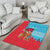 Azerbaijan Christmas Area Rug with Santa Riding Horse Red Flame Motif and Blue Islamic Pattern Design - Wonder Print Shop