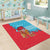 Azerbaijan Christmas Area Rug with Santa Riding Horse Red Flame Motif and Blue Islamic Pattern Design - Wonder Print Shop