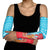 Azerbaijan Christmas Arm Sleeves with Santa Riding Horse Red Flame Motif and Blue Islamic Pattern Design - Wonder Print Shop