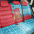 Azerbaijan Christmas Back Car Seat Cover with Santa Riding Horse Red Flame Motif and Blue Islamic Pattern Design - Wonder Print Shop