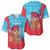 Azerbaijan Christmas Baseball Jersey with Santa Riding Horse Red Flame Motif and Blue Islamic Pattern Design - Wonder Print Shop