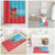 Azerbaijan Christmas Bathroom Set with Santa Riding Horse Red Flame Motif and Blue Islamic Pattern Design - Wonder Print Shop