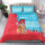 Azerbaijan Christmas Bedding Set with Santa Riding Horse Red Flame Motif and Blue Islamic Pattern Design - Wonder Print Shop