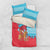 Azerbaijan Christmas Bedding Set with Santa Riding Horse Red Flame Motif and Blue Islamic Pattern Design - Wonder Print Shop