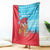 Azerbaijan Christmas Blanket with Santa Riding Horse Red Flame Motif and Blue Islamic Pattern Design - Wonder Print Shop
