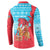Azerbaijan Christmas Button Sweatshirt with Santa Riding Horse Red Flame Motif and Blue Islamic Pattern Design - Wonder Print Shop