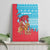 Azerbaijan Christmas Canvas Wall Art with Santa Riding Horse Red Flame Motif and Blue Islamic Pattern Design - Wonder Print Shop