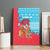 Azerbaijan Christmas Canvas Wall Art with Santa Riding Horse Red Flame Motif and Blue Islamic Pattern Design - Wonder Print Shop