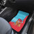 Azerbaijan Christmas Car Mats with Santa Riding Horse Red Flame Motif and Blue Islamic Pattern Design - Wonder Print Shop