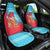 Azerbaijan Christmas Car Seat Cover with Santa Riding Horse Red Flame Motif and Blue Islamic Pattern Design - Wonder Print Shop