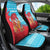Azerbaijan Christmas Car Seat Cover with Santa Riding Horse Red Flame Motif and Blue Islamic Pattern Design - Wonder Print Shop