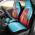 Azerbaijan Christmas Car Seat Cover with Santa Riding Horse Red Flame Motif and Blue Islamic Pattern Design - Wonder Print Shop