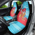 Azerbaijan Christmas Car Seat Cover with Santa Riding Horse Red Flame Motif and Blue Islamic Pattern Design - Wonder Print Shop