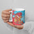 Azerbaijan Christmas Ceramic Mug with Santa Riding Horse Red Flame Motif and Blue Islamic Pattern Design - Wonder Print Shop