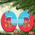 Azerbaijan Christmas Ceramic Ornament with Santa Riding Horse Red Flame Motif and Blue Islamic Pattern Design - Wonder Print Shop