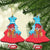 Azerbaijan Christmas Ceramic Ornament with Santa Riding Horse Red Flame Motif and Blue Islamic Pattern Design - Wonder Print Shop