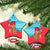 Azerbaijan Christmas Ceramic Ornament with Santa Riding Horse Red Flame Motif and Blue Islamic Pattern Design - Wonder Print Shop