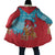 Azerbaijan Christmas Cloak with Santa Riding Horse Red Flame Motif and Blue Islamic Pattern Design - Wonder Print Shop