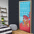 Azerbaijan Christmas Door Cover with Santa Riding Horse Red Flame Motif and Blue Islamic Pattern Design - Wonder Print Shop