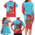 Azerbaijan Christmas Family Matching Long Sleeve Bodycon Dress and Hawaiian Shirt with Santa Riding Horse Red Flame Motif and Blue Islamic Pattern Design - Wonder Print Shop