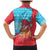 Azerbaijan Christmas Family Matching Mermaid Dress and Hawaiian Shirt with Santa Riding Horse Red Flame Motif and Blue Islamic Pattern Design - Wonder Print Shop