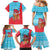 Azerbaijan Christmas Family Matching Mermaid Dress and Hawaiian Shirt with Santa Riding Horse Red Flame Motif and Blue Islamic Pattern Design - Wonder Print Shop