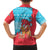 Azerbaijan Christmas Family Matching Off The Shoulder Long Sleeve Dress and Hawaiian Shirt with Santa Riding Horse Red Flame Motif and Blue Islamic Pattern Design - Wonder Print Shop