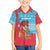 Azerbaijan Christmas Family Matching Off The Shoulder Long Sleeve Dress and Hawaiian Shirt with Santa Riding Horse Red Flame Motif and Blue Islamic Pattern Design - Wonder Print Shop