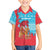 Azerbaijan Christmas Family Matching Off Shoulder Short Dress and Hawaiian Shirt with Santa Riding Horse Red Flame Motif and Blue Islamic Pattern Design - Wonder Print Shop