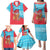 Azerbaijan Christmas Family Matching Puletasi and Hawaiian Shirt with Santa Riding Horse Red Flame Motif and Blue Islamic Pattern Design - Wonder Print Shop