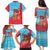 Azerbaijan Christmas Family Matching Puletasi and Hawaiian Shirt with Santa Riding Horse Red Flame Motif and Blue Islamic Pattern Design - Wonder Print Shop