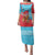 Azerbaijan Christmas Family Matching Puletasi and Hawaiian Shirt with Santa Riding Horse Red Flame Motif and Blue Islamic Pattern Design - Wonder Print Shop