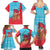 Azerbaijan Christmas Family Matching Summer Maxi Dress and Hawaiian Shirt with Santa Riding Horse Red Flame Motif and Blue Islamic Pattern Design - Wonder Print Shop