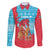 Azerbaijan Christmas Family Matching Summer Maxi Dress and Hawaiian Shirt with Santa Riding Horse Red Flame Motif and Blue Islamic Pattern Design - Wonder Print Shop