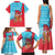 Azerbaijan Christmas Family Matching Tank Maxi Dress and Hawaiian Shirt with Santa Riding Horse Red Flame Motif and Blue Islamic Pattern Design - Wonder Print Shop