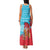 Azerbaijan Christmas Family Matching Tank Maxi Dress and Hawaiian Shirt with Santa Riding Horse Red Flame Motif and Blue Islamic Pattern Design - Wonder Print Shop