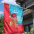 Azerbaijan Christmas Garden Flag with Santa Riding Horse Red Flame Motif and Blue Islamic Pattern Design - Wonder Print Shop