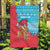 Azerbaijan Christmas Garden Flag with Santa Riding Horse Red Flame Motif and Blue Islamic Pattern Design - Wonder Print Shop