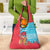 Azerbaijan Christmas Grocery Bag with Santa Riding Horse Red Flame Motif and Blue Islamic Pattern Design - Wonder Print Shop