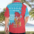 Azerbaijan Christmas Hawaiian Shirt with Santa Riding Horse Red Flame Motif and Blue Islamic Pattern Design - Wonder Print Shop