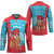 Azerbaijan Christmas Hockey Jersey with Santa Riding Horse Red Flame Motif and Blue Islamic Pattern Design - Wonder Print Shop