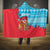 Azerbaijan Christmas Hooded Blanket with Santa Riding Horse Red Flame Motif and Blue Islamic Pattern Design - Wonder Print Shop