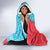 Azerbaijan Christmas Hooded Blanket with Santa Riding Horse Red Flame Motif and Blue Islamic Pattern Design - Wonder Print Shop