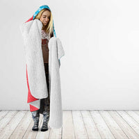 Azerbaijan Christmas Hooded Blanket with Santa Riding Horse Red Flame Motif and Blue Islamic Pattern Design - Wonder Print Shop