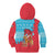 Azerbaijan Christmas Kid Hoodie with Santa Riding Horse Red Flame Motif and Blue Islamic Pattern Design - Wonder Print Shop