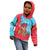 Azerbaijan Christmas Kid Hoodie with Santa Riding Horse Red Flame Motif and Blue Islamic Pattern Design - Wonder Print Shop
