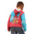 Azerbaijan Christmas Kid Hoodie with Santa Riding Horse Red Flame Motif and Blue Islamic Pattern Design - Wonder Print Shop