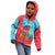 Azerbaijan Christmas Kid Hoodie with Santa Riding Horse Red Flame Motif and Blue Islamic Pattern Design - Wonder Print Shop